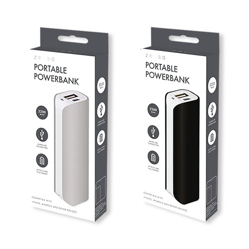 Portable Power Bank 2200mAh Grey/Black Pack of 12 ELE6217OB