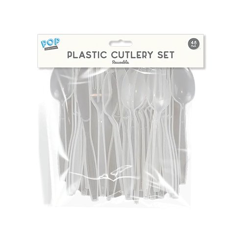 Reusable Plastic Cutlery Set x48 Pack of 24 PAR6442OB