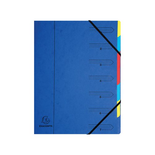 Exacompta Europa 7-Part Organiser 400gsm Pressboard A4 Blue 5219Z | GH05219 | Exacompta