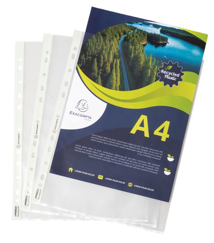 Exacompta OPAK Recycled Punched Pockets 60 micron A4 (Pack 100) 5320E