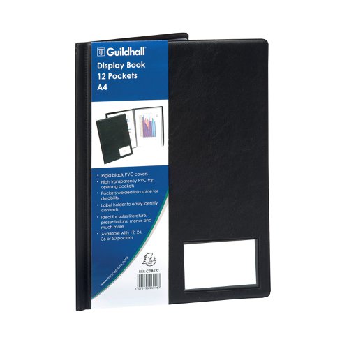 Exacompta Guildhall Display Book 12 Pocket A4 Black CDB12Z | Exacompta