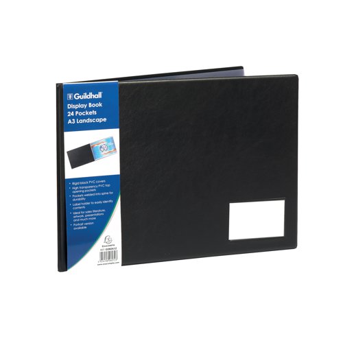 Exacompta Guildhall Display Book Landscape 24 Pocket A3 Black GDB24/L | Exacompta