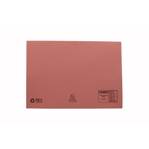 Exacompta Guildhall Legal Double Pocket Wallet Foolscap Pink (Pack of 25) 214-PNK
