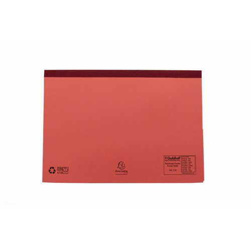 Exacompta Guildhall Double Pocket Wallet 315gsm Red A4/Foolscap (Pack of 25) 218-REDZ Document Wallets GH10082