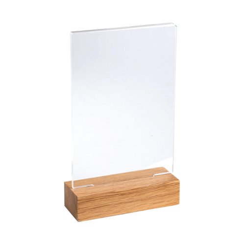 Exacompta Portrait Stand Up Sign Holder A6 with Wood Base 86258D