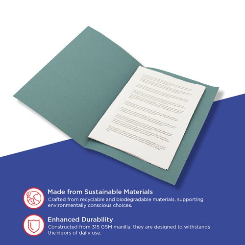 Exacompta Guildhall Square Cut Folder 315gsm Foolscap Blue (Pack of 100) FS315-BLUZ