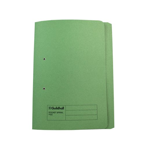 Exacompta Guildhall Pocket Spiral File 285gsm Green (Pack of 25) 347-GRNZ
