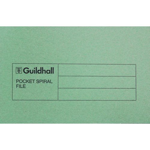 Exacompta Guildhall Pocket Spiral File 285gsm Green (Pack of 25) 347-GRNZ