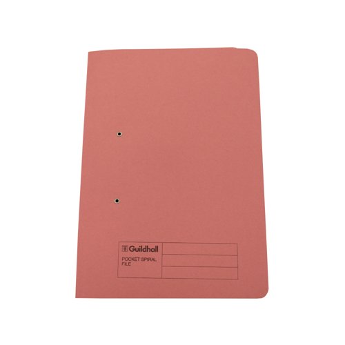 Exacompta Guildhall Pocket Spiral File 285gsm Pink (Pack of 25) 347-PNKZ