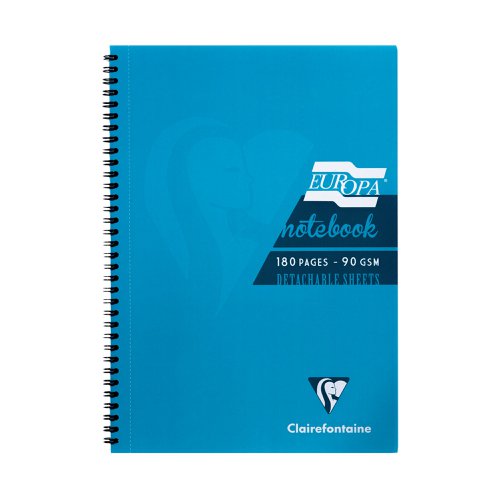 Clairefontaine Europa Notebook 180 Pages A4 Turquoise (Pack of 5) 5802Z | Clairefontaine