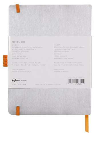 Clairefontaine Rhodiarama Italian Leatherette Meeting Book A5+ Silver 117781C | Clairefontane