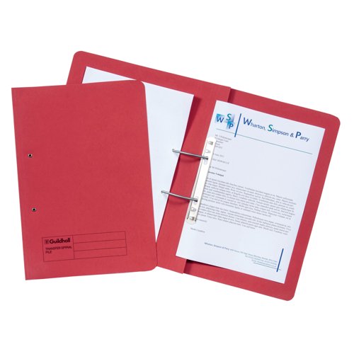 Exacompta Guildhall Transfer Spiral File 315gsm Foolscap Red (Pack of 50) 348-RED