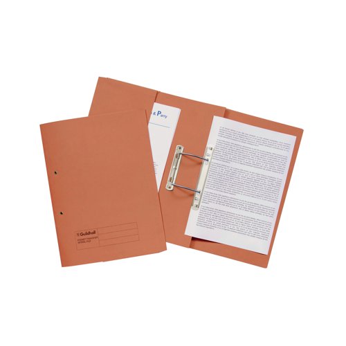 Exacompta Guildhall Transfer Spiral Pocket File 315gsm Foolscap Orange (Pack of 25) 349-ORG | Exacompta