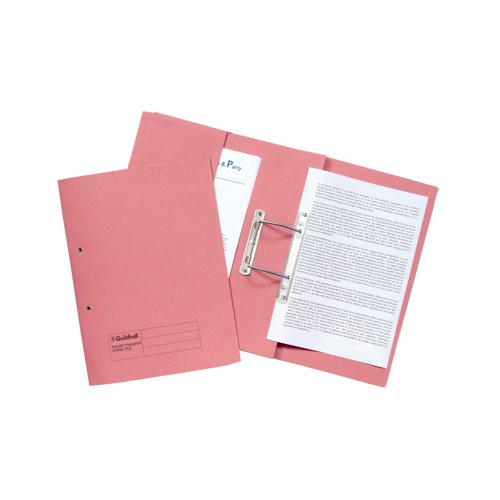 Exacompta Guildhall Transfer Spiral Pocket File 315gsm Foolscap Pink (Pack of 25) 349-PNK | Exacompta