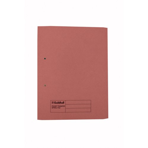 Exacompta Guildhall Transfer Spiral Pocket File 315gsm Foolscap Pink (Pack of 25) 349-PNK
