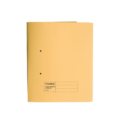 Exacompta Guildhall Transfer Spiral Pocket File 315gsm Foolscap Yellow (Pack of 25) 349-YLW | Exacompta