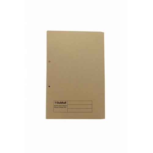 Exacompta Guildhall Heavyweight Transfer Spiral Pocket File Foolscap Buff (Pack of 25) 211/6001