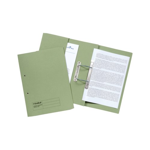 Exacompta Guildhall Heavyweight Transfer Spiral Pocket File Foolscap Green (Pack of 25) 211/6002 | Exacompta