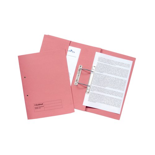 Exacompta Guildhall Heavyweight Transfer Spiral Pocket File Foolscap Pink (Pack of 25) 211/6006