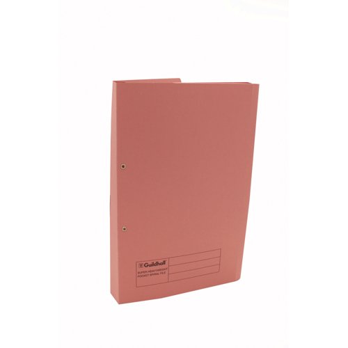 Exacompta Guildhall Heavyweight Transfer Spiral Pocket File Foolscap Pink (Pack of 25) 211/6006
