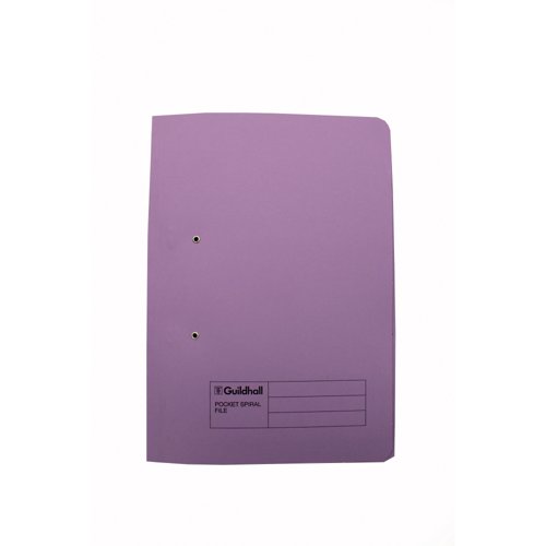 Exacompta Guildhall Pocket Spiral File 285gsm Mauve (Pack of 25) 347-VLTZ