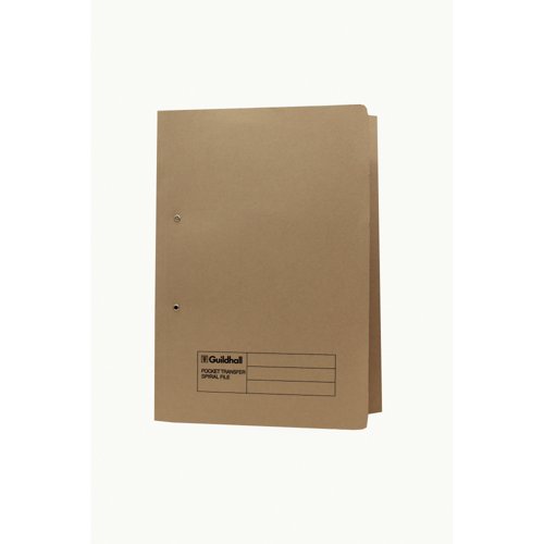 Exacompta Guildhall R/Hand Transfer Spiral Pocket File 315gsm Foolscap Buff (Pack of 25) 211/9061Z