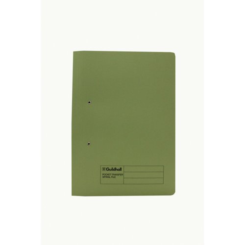 Exacompta Guildhall Right Hand Transfer Spiral Pocket File Foolscap Green (Pack of 25) 211/90662Z