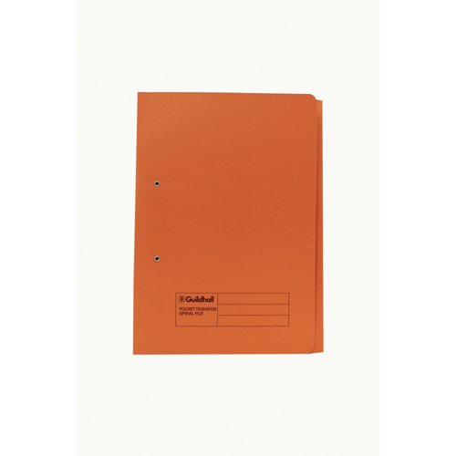 Exacompta Guildhall Right Hand Transfer Spiral Pocket File Foolscap Orange (Pack of 25) 211/9063Z