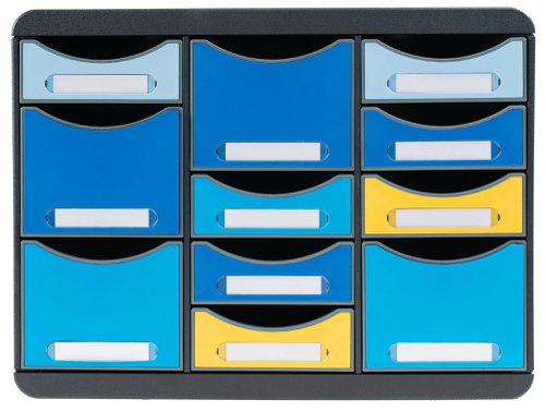 Exacompta Bee Blue Store Box Recycled 11 Drawers Assorted 3137202D