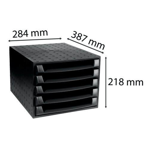 Forever 5 Drawer Set Black (W284 x D387 x H218mm) 221014D
