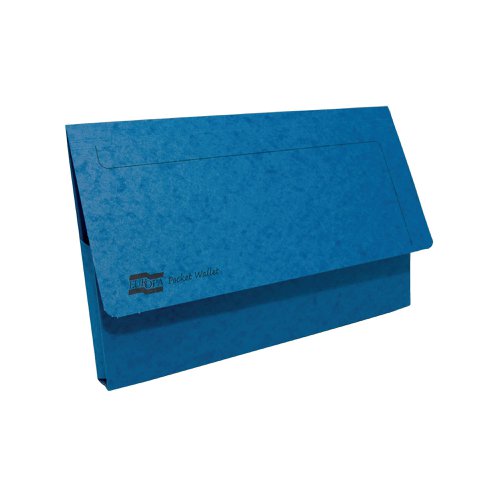 Europa Document Wallet Half Flap 300 Micron Foolscap Blue 5255Z [Pack 10]