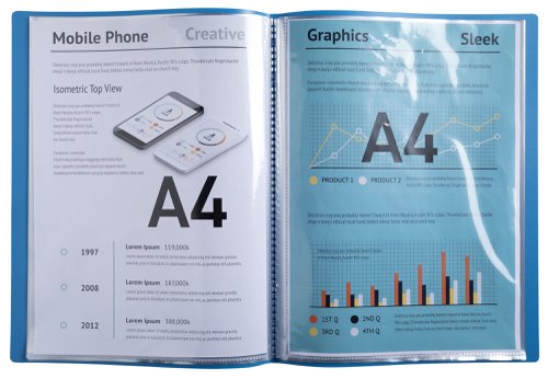 Exacompta Bee Blue Display Book 40 Pocket PP A4 Assorted (Pack of 12) 88130E Display Books GH88130