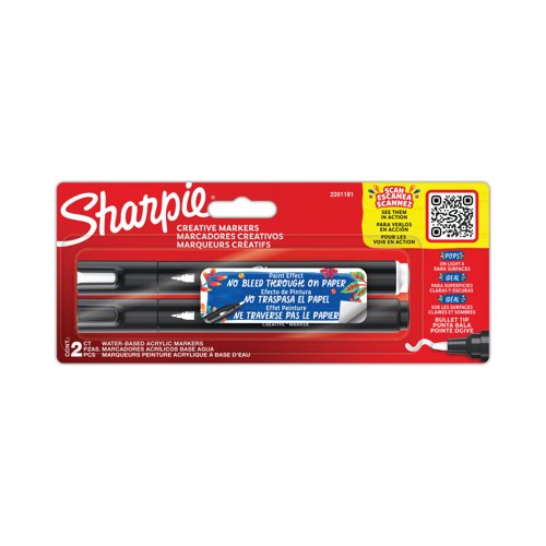 Sharpie Creative Marker Bullet Tip Black/White (Pack of 2) 2201181