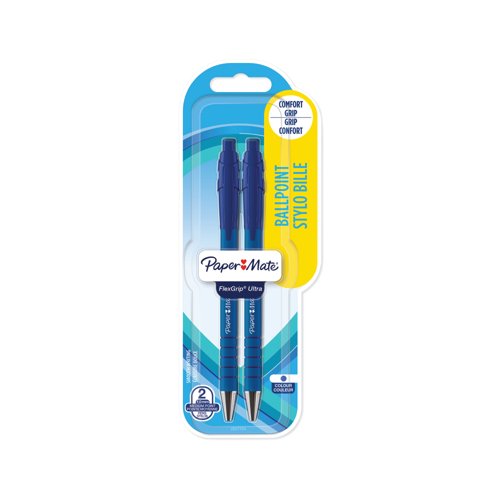PaperMate Flexgrip Retractable Ballpoint Pen Blue Pack of 2 2027754