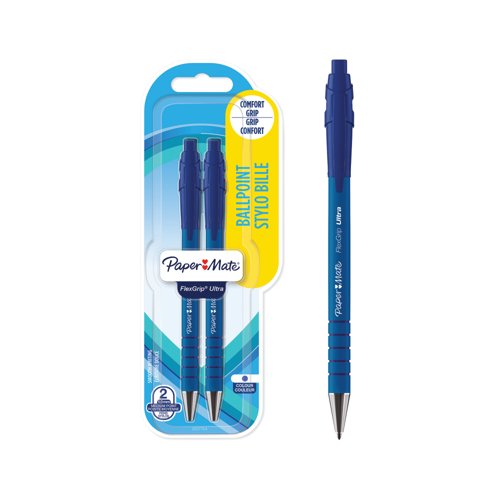 PaperMate Flexgrip Retractable Ballpoint Pen Blue Pack of 2 2027754