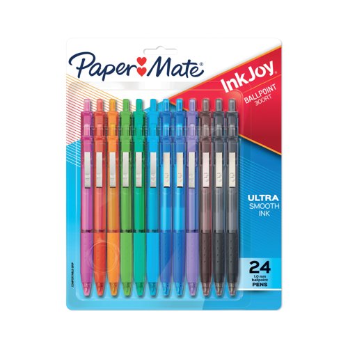 PaperMate Inkjoy 300Rt Ballpoint Medium 1.0mm Tip Assorted (Pack of 24) 2223899