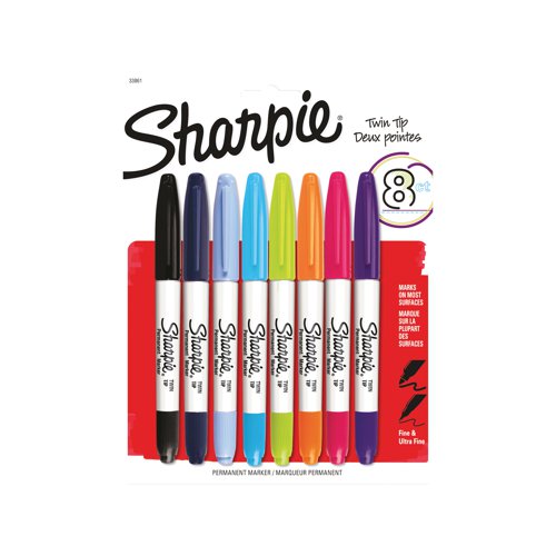 Sharpie Permanent Marker Twin Tip Assorted (Pack of 8) 2065409