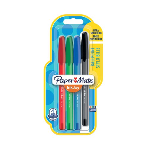 PaperMate Inkjoy 100 Capped Ballpoint Pens Medium Assorted (Pack of 4) 1956718