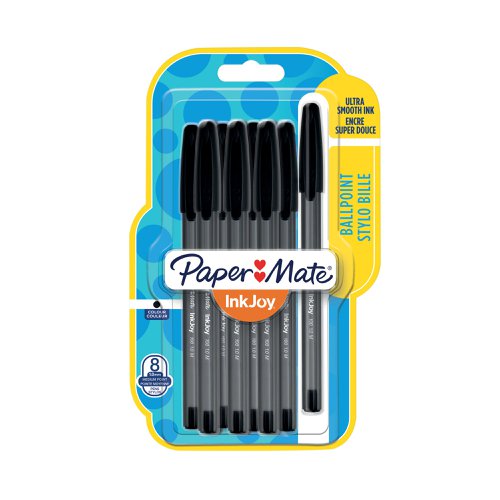 GL56739 | Paper Mate InkJoy 100 ballpoint pens have a smooth, fast-starting writing system that spreads ink easily. Even work or school is fun when you can enjoy brilliant colour and ink that flows freely. Brighten up every page and make writing more exciting with Paper Mate InkJoy ballpoint pens. Pack of 8 black ink pens.