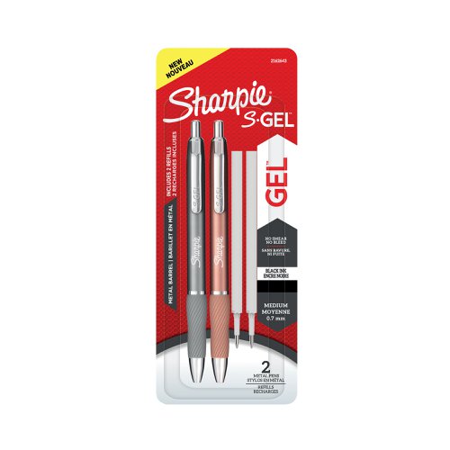 Sharpie S Gel Metal Pens x2/Refills x2 Black (Pack of 4) 2162643