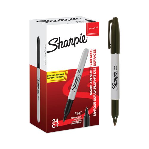 Sharpie Permanent Markers Fine Black (Pack of 24) 2077128 Permanent Markers GL77128