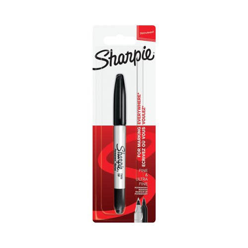 Sharpie Permanent Markers Twin Tip Blister Black (Pack of 12) S0811100 Permanent Markers GL81114