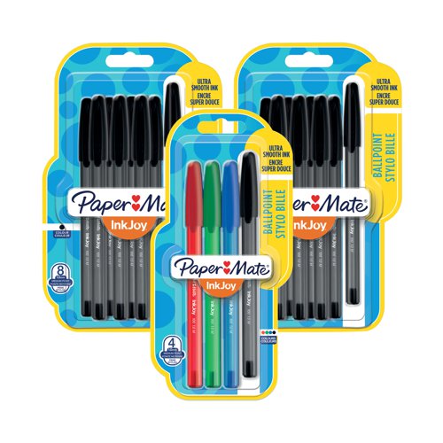 PaperMate Inkjoy Ballpoint Pen Black (Pack of 8) x2 + FOC Assorted Pk4