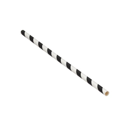 Paper Straw 200mm x 6mm Black/White Striped (Pack of 5000) D22033