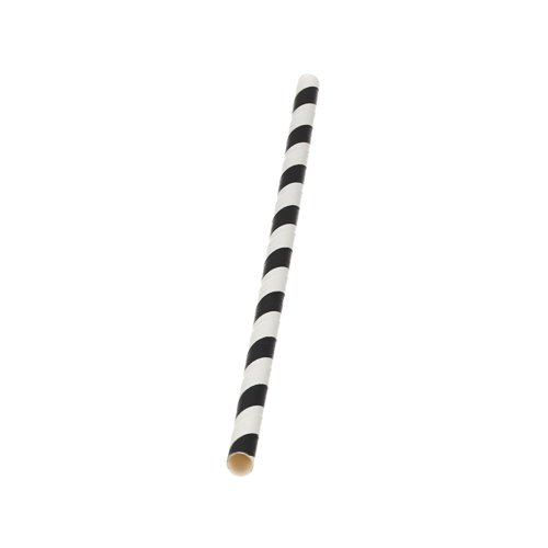 Paper Straw 200mm x 6mm Black/White Striped (Pack of 5000) D22033