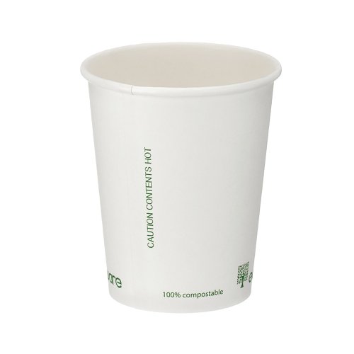 Single Wall Coffee Cup PLA Lined 8oz White (Pack of 1000) B01022