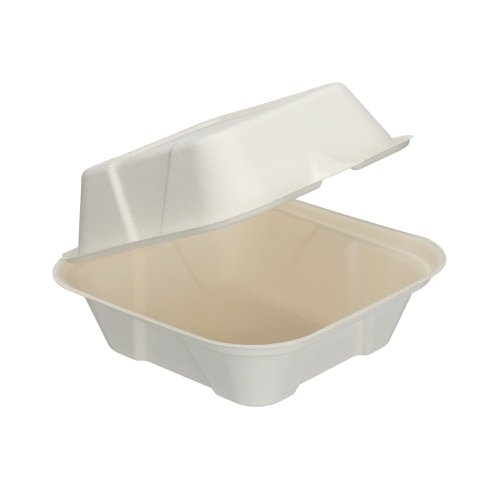 Bagasse Burger Box Square 6 Inch White (Pack of 500) D06001 | Go-Pak Group