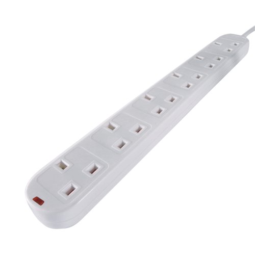 Connekt Gear 5m 6-Way Surge Protection Extension Lead White 27-6050S