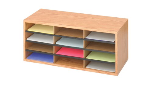 Safco 12 Compartment Literature Organiser Oak 9401MO