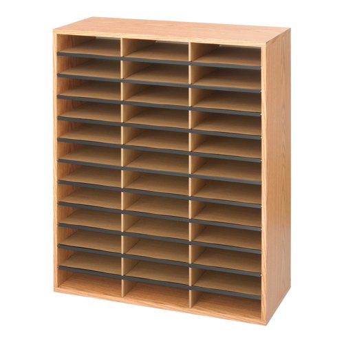 36 Compartment Literature Organiser 875x302x877mm Beech 9403MO